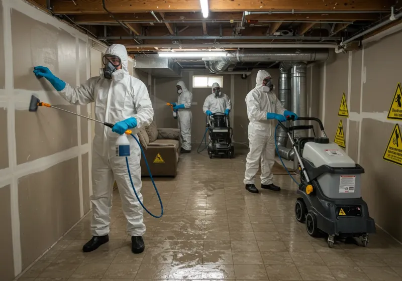 Basement Moisture Removal and Structural Drying process in Santa Fe, TX